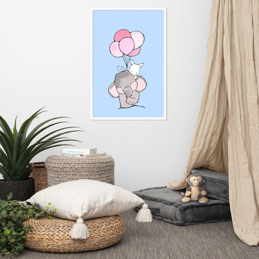 Poster - Elefant und Hase mit Luftballon Kuratoren von artlia artlia
